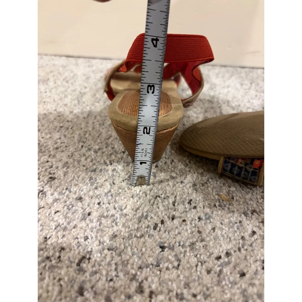 New York Transit Womens Boho Patchwork Wedge Sandals Multi Color Sequin 7.5M
